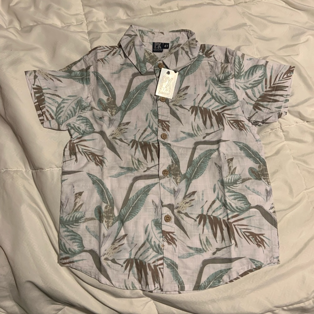 BNWT, PX Kids, boys button down Randi short sleeve floral shirt, size 4T!